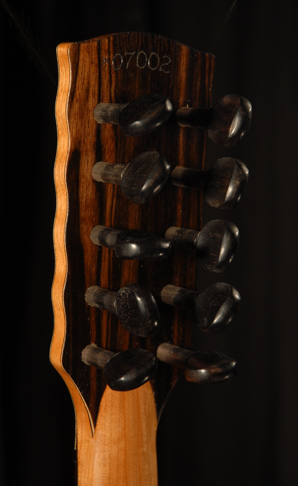rear view of the head of michael mccarten's 10 string baroque guitar model