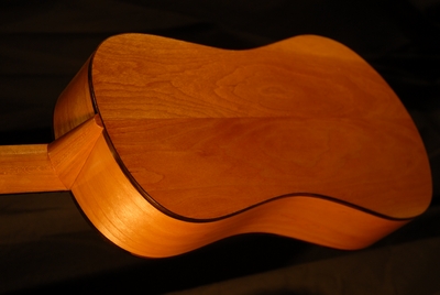 rear view of the body of michael mccarten's 10 string baroque guitar model