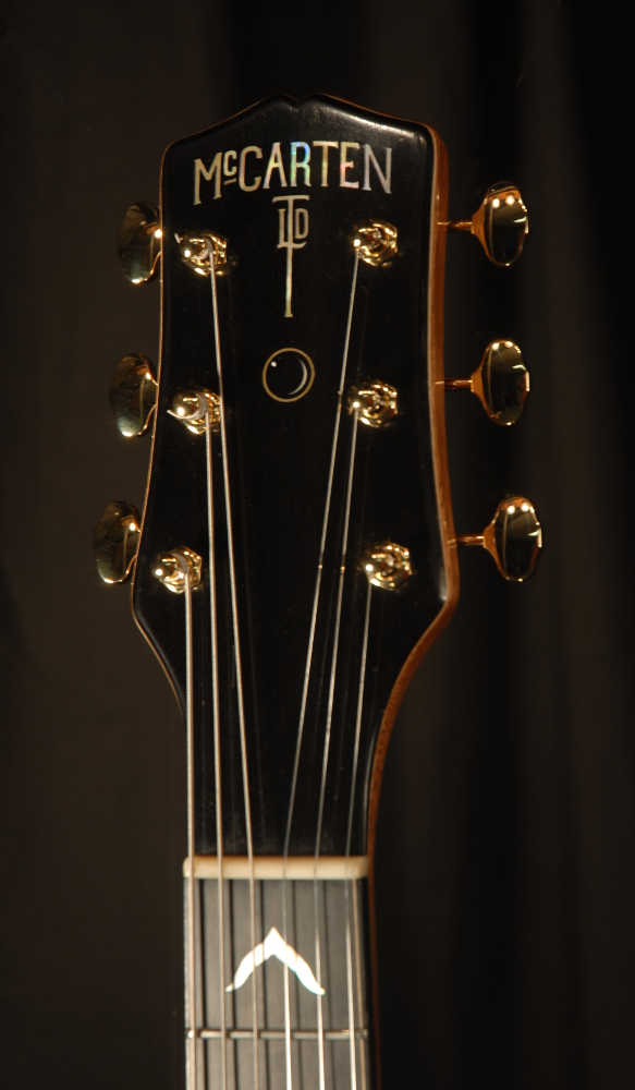front view of the headstock of michael mccarten's DC13 double cutaway electric guitar model
