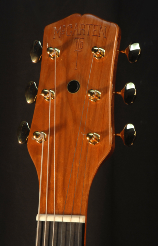 front view of the headstock of michael mccarten's DC13 double cutaway electric guitar model
