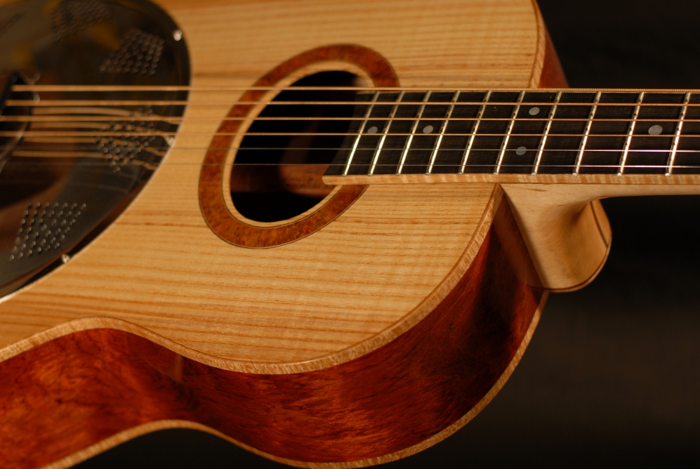 rear view of the body of michael mccarten's 000-12 flat top resonator guitar model